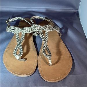 Platinum sandals with ankle strap